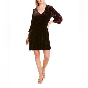 Johnny Was Kimono Silk Blend Velvet Shift Dress